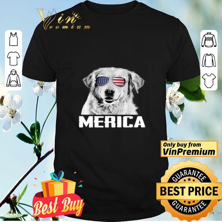 Merica Retrievers Golden US Flag Sunglasses 4th Of July shirt