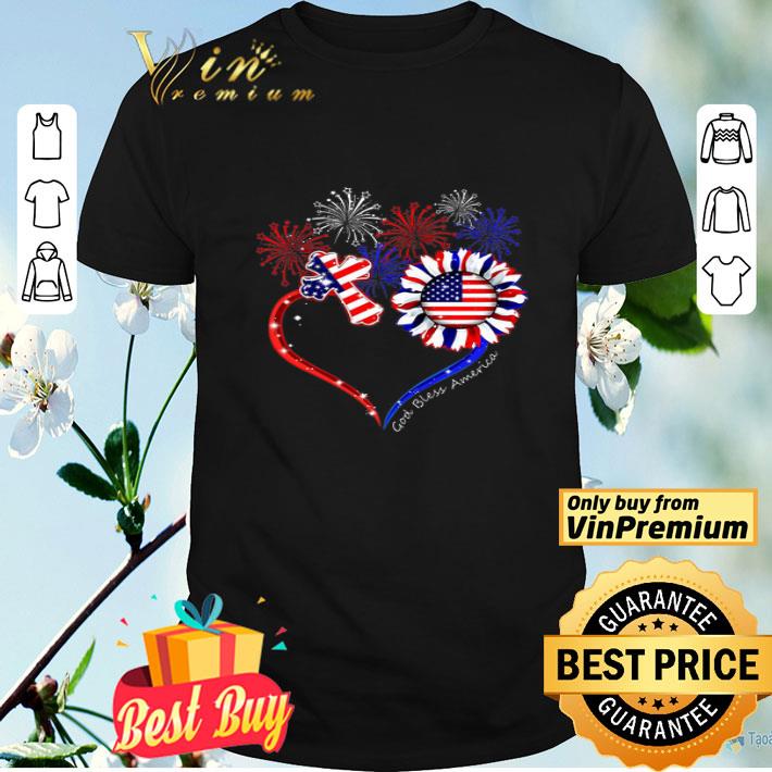 Sunflower And God Bless America Happy The 4th Of July American Flag shirt