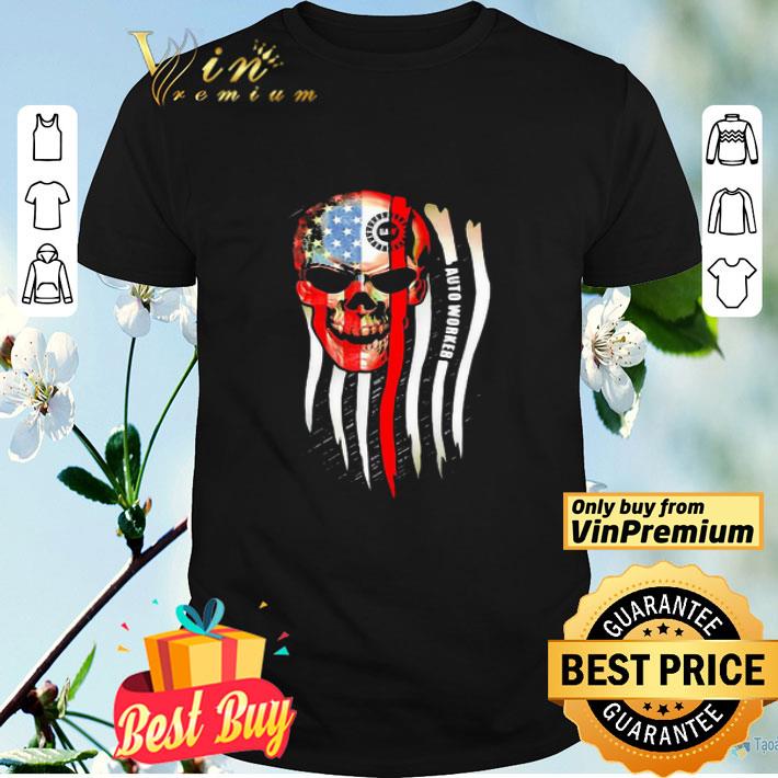 Skull auto workeb American flag veteran Independence Day shirt