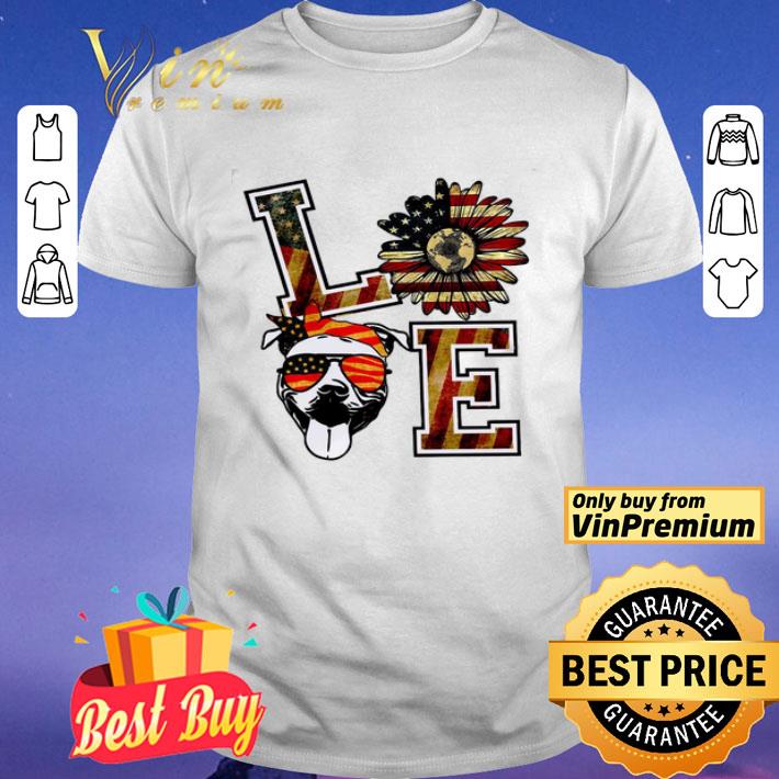 Love Sunflower Pitbull American Flag shirt