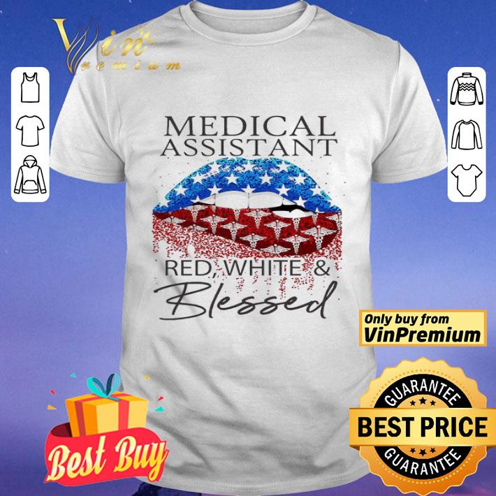 Nurse lip Medical assistant red white and Blessed shirt