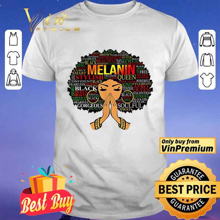 Melanin Afro Natural Hair Words Art Beautiful Queen shirt