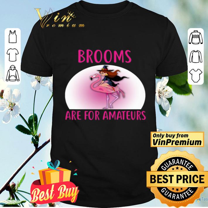 Flamingo Witch Girl Brooms Are For Amteurs Halloween shirt