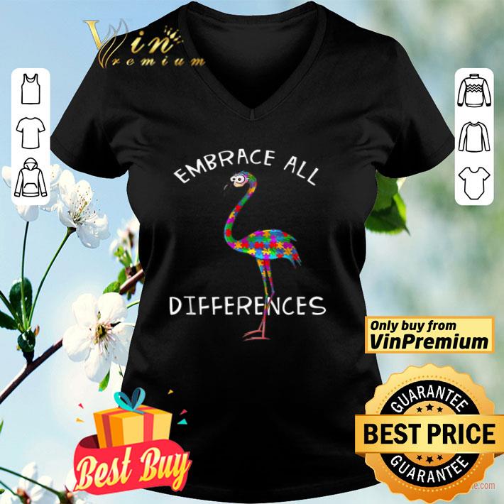 Embrace All Differences Puzzle Flamingo Autism shirt