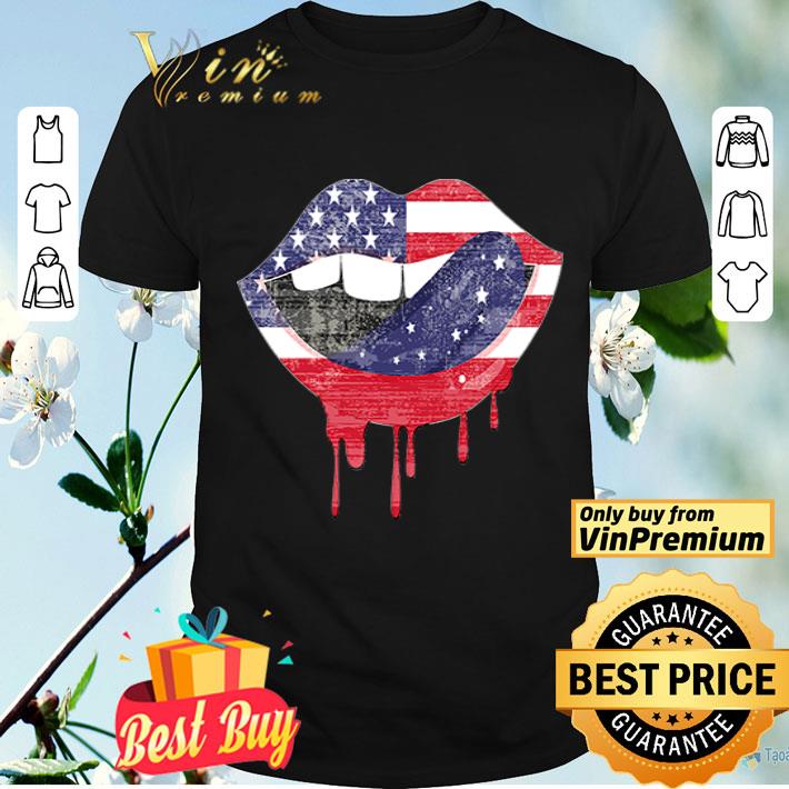 American Flag Lips 4th of july gift shirt