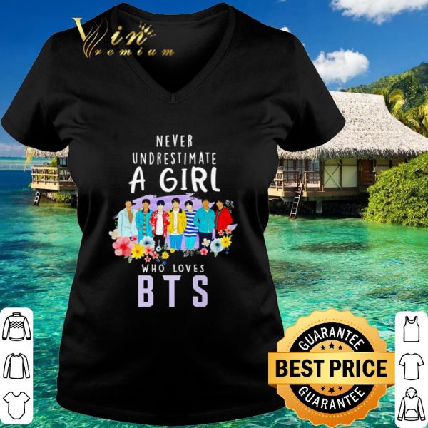 Top Never underestimate a girl who loves BTS shirt 3
