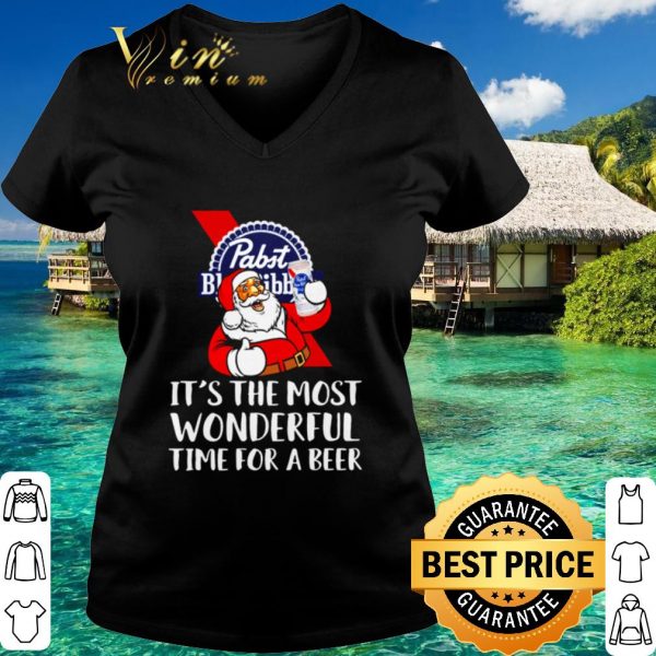 Best Santa Pabst Blue Ribbon it's the most wonderful time for a beer shirt 3