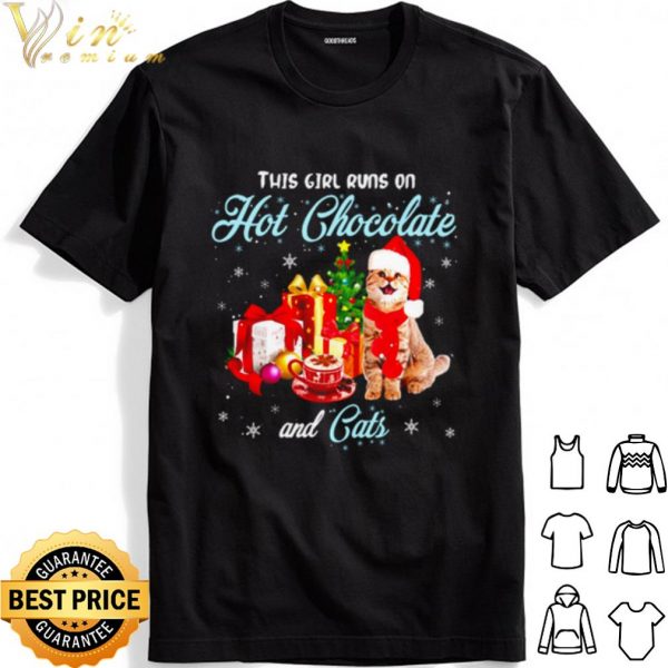 This girl runs on hot chocolate and cats Christmas shirt 1
