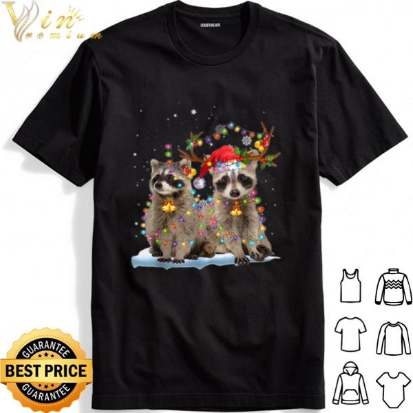Raccoon Christmas Tree Lights Xmas shirt 1