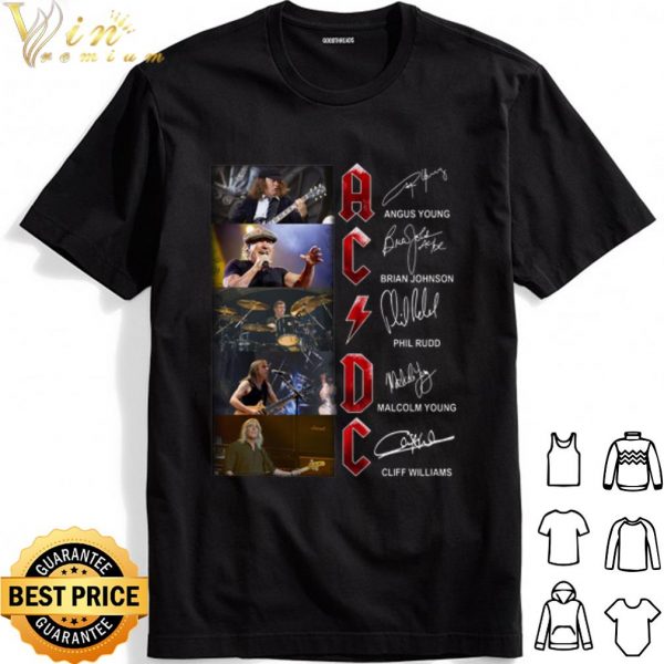 ACDC Signature Angus Young Brian Johnson Malcolm Young Cliff Williams shirt 1