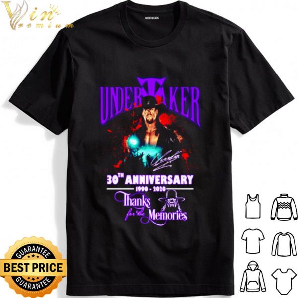 Undertaker 30th Anniversary 1990 2020 thank for the memories signature shirt 1