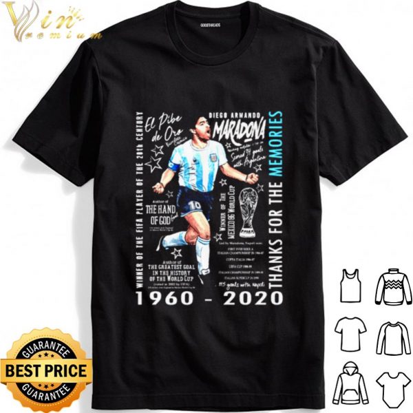 Diego Maradona winner of the fifa player of the 20th century 1960 2020 shirt 1