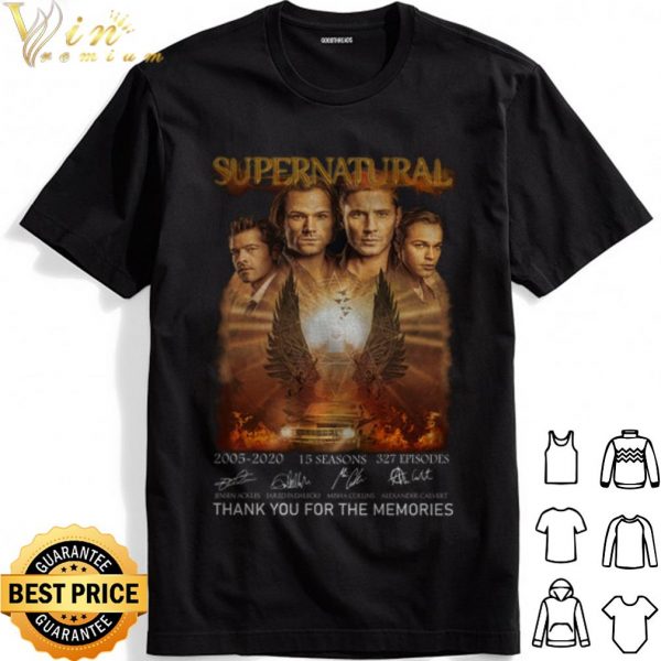 Supernatural 15 Seasons 327 Episodes Thank you for the memories shirt 1