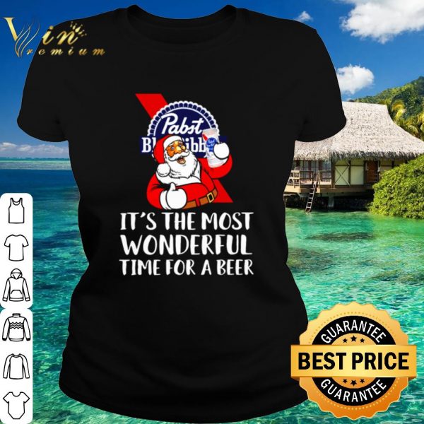 Best Santa Pabst Blue Ribbon it's the most wonderful time for a beer shirt 2