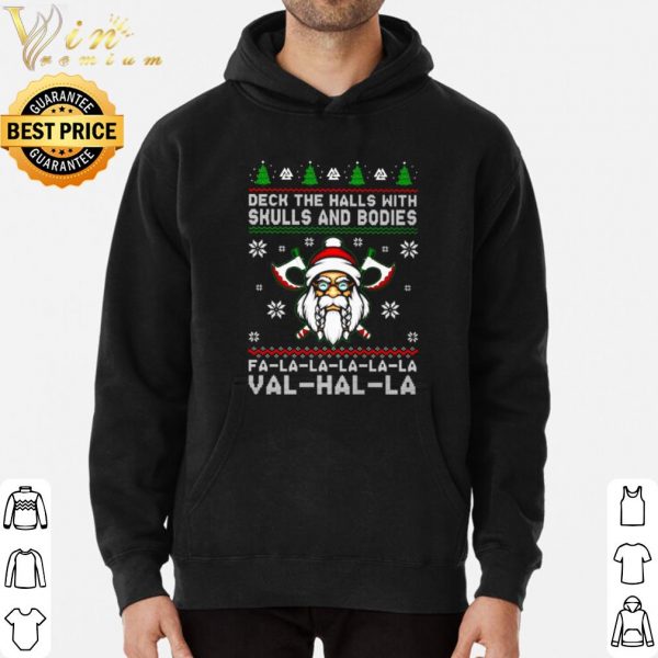 Santa viking deck the halls with skulls and bodies Christmas shirt 3