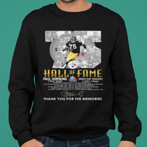 75 Paul Hornung Hall Of Fame Thank You For The Memories Signature shirt 2