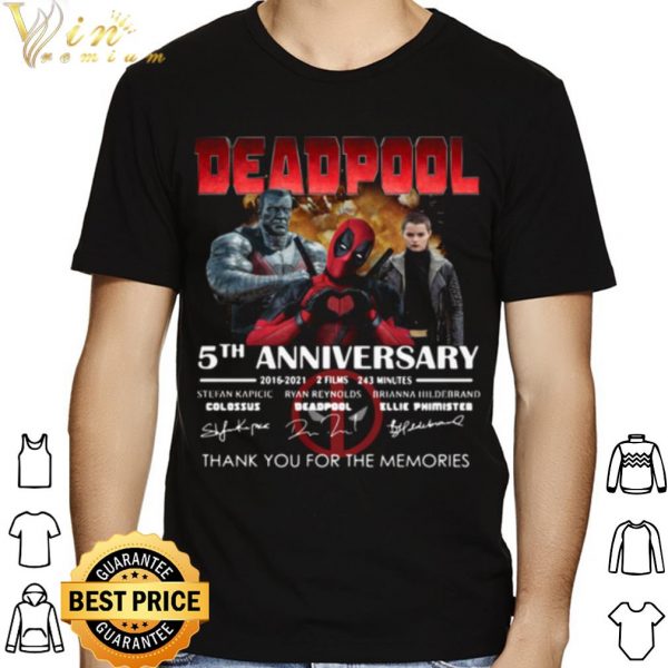 Deadpool 5th Anniversary Thank You For The Memories Signatures shirt 1
