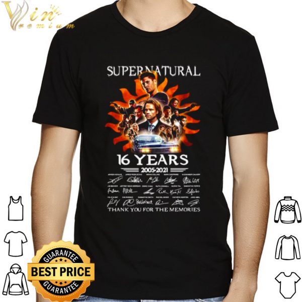 Supernatural 16 Years 2005 2021 Thank You For The Memories Signatures shirt 1