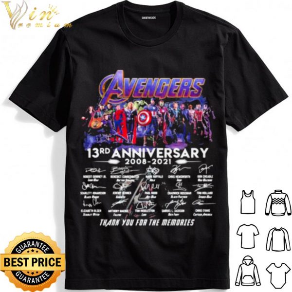 Avengers 13rd Anniversary 2008 2021 Thank The Memories Signature shirt 1