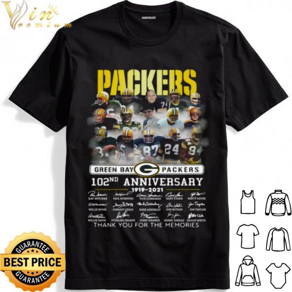 Green Bay Packers 102th Anniversary Thank The Memories Signatures shirt 1