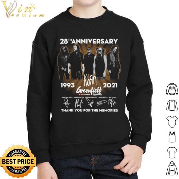 28th anniversary Korn Greenfield thank you for the memories signatures shirt 2