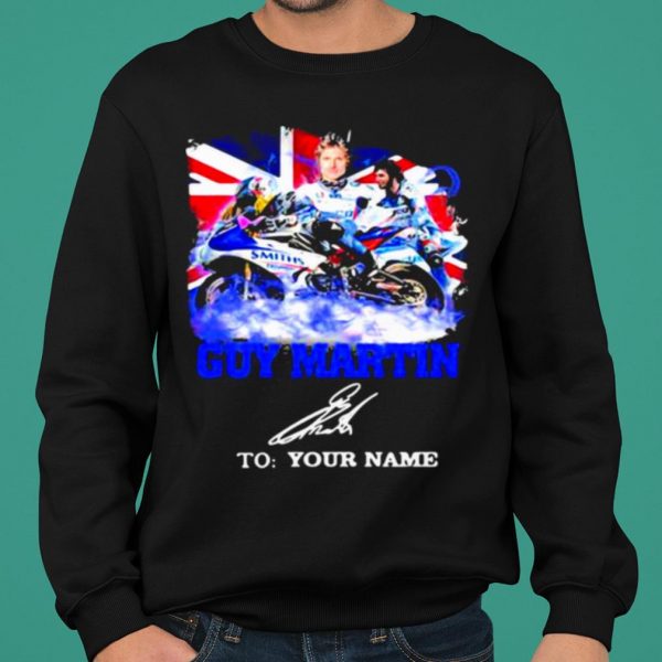 Guy Martin Motorcycle Racer Signature Union Flag shirt 2