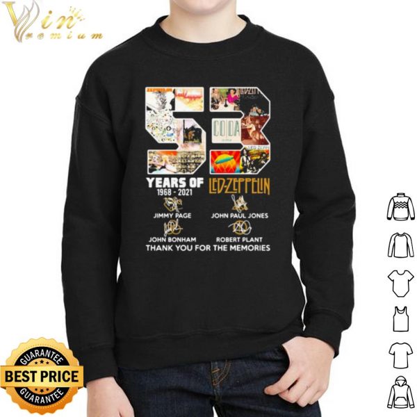 53 Years Of 1968 2021 led Zeppelin Thank You For The Memories Signature shirt 2