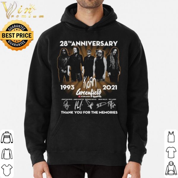 28th anniversary Korn Greenfield thank you for the memories signatures shirt 3