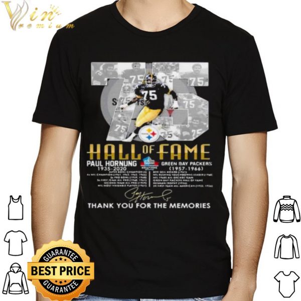 75 Paul Hornung Hall Of Fame Thank You For The Memories Signature shirt 1