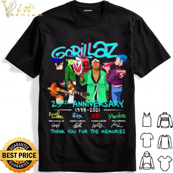 Gorillaz 23rd Anniversary 1998 2021 Thank You The Memories Signature shirt 1