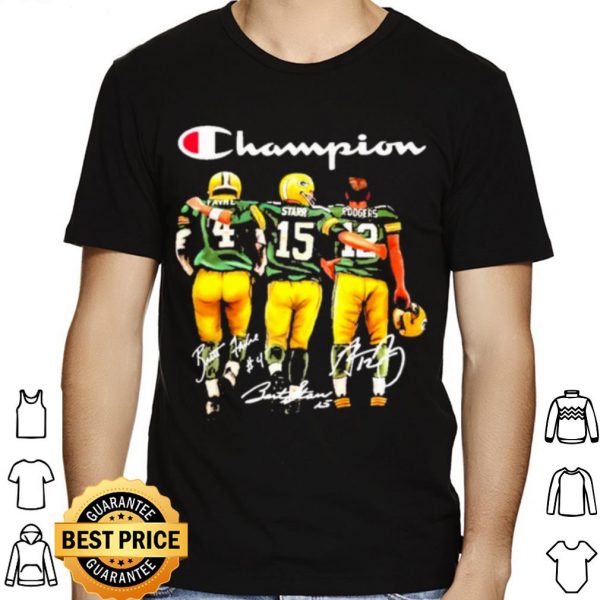 Brett Favre Bart Starr Aaron Rodgers Champion Signatures shirt 1
