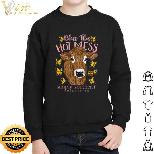 Butterfly Cow Bless this hot mess simply southern collection shirt 2