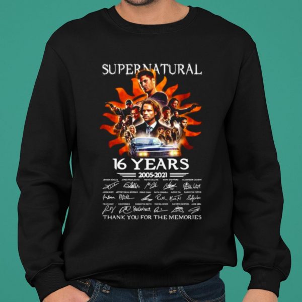 Supernatural 16 Years 2005 2021 Thank You For The Memories Signatures shirt 2