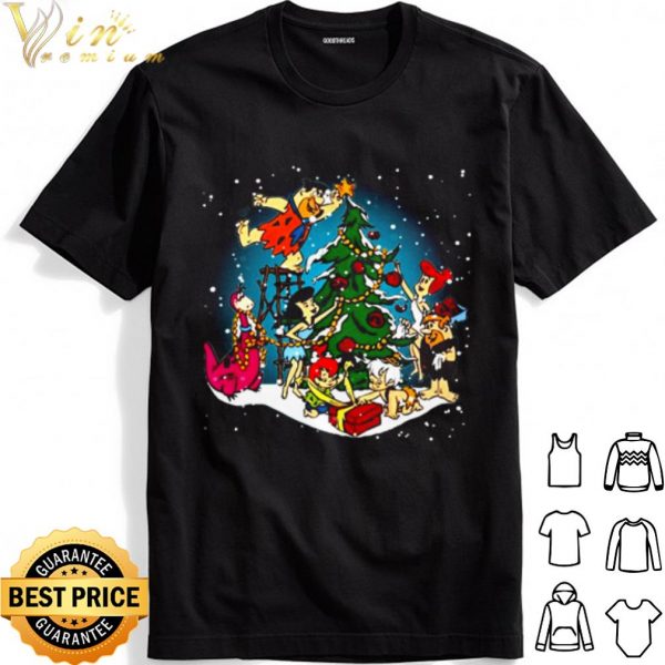A Flintstone Christmas characters chibi Christmas tree shirt 1