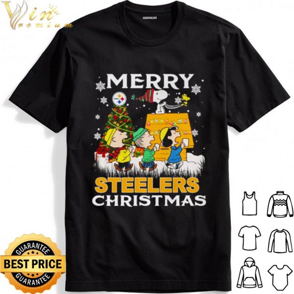 Peanuts Characters Merry Steelers Christmas shirt 1