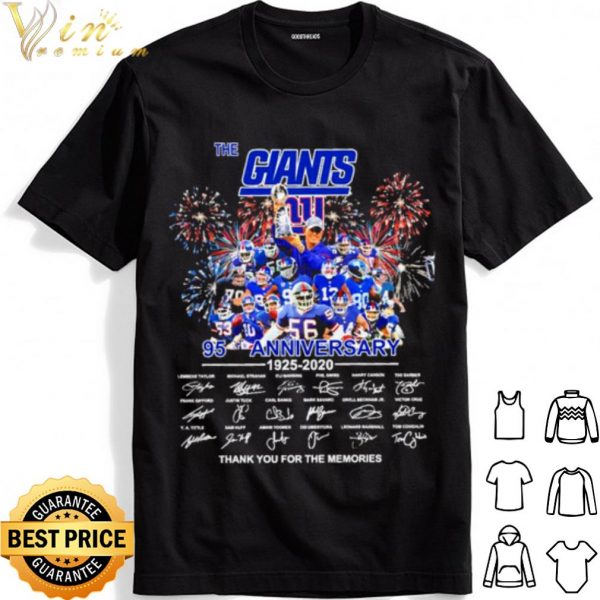 The giants 95 anniversary 1925 2020 thank the memories new year 2021 shirt 1