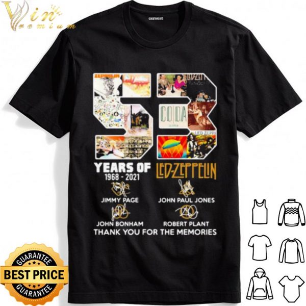 53 Years Of 1968 2021 led Zeppelin Thank You For The Memories Signature shirt 1