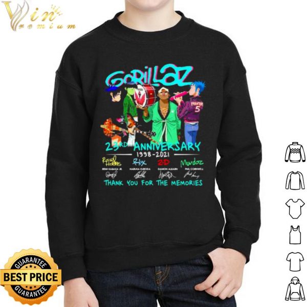 Gorillaz 23rd Anniversary 1998 2021 Thank You The Memories Signature shirt 2