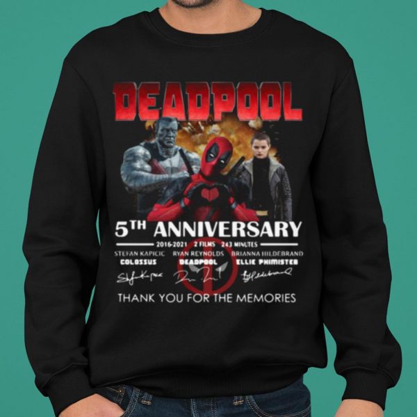 Deadpool 5th Anniversary Thank You For The Memories Signatures shirt 2