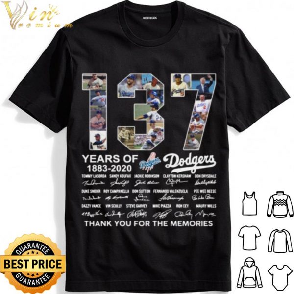 137 Years Of Los Angeles Dodgers Thank You For The Memories Signatures shirt 1