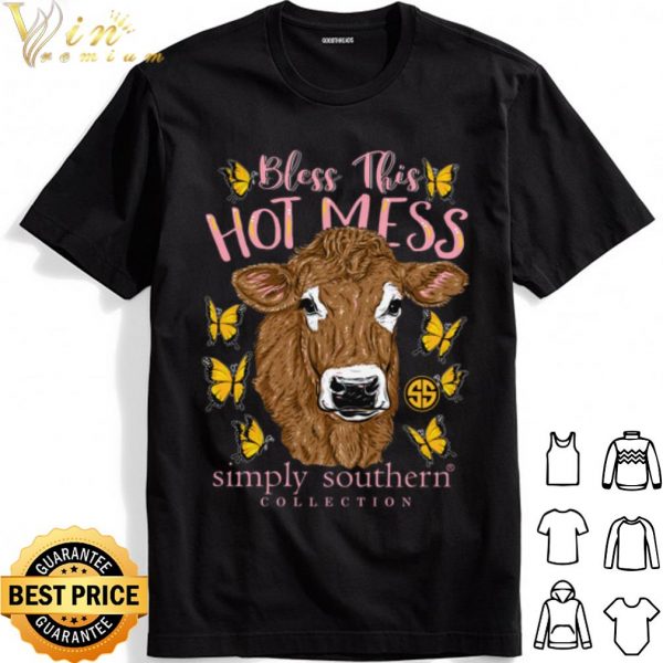 Butterfly Cow Bless this hot mess simply southern collection shirt 1