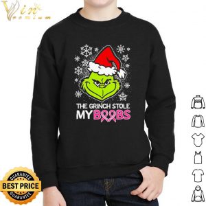 The Grinch Santa Stole My Boobs Breast Cancer Christmas shirt 4