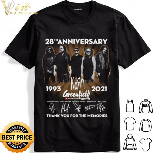 28th anniversary Korn Greenfield thank you for the memories signatures shirt 1