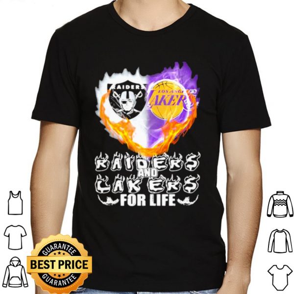 Raiders And Los Angeles Lakers For Life Logo Team Football In My Heart shirt 1