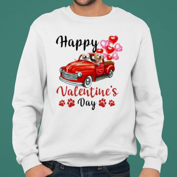 Golden Retriever Puppy Truck Drive Happy Valentine's 2021 shirt 2