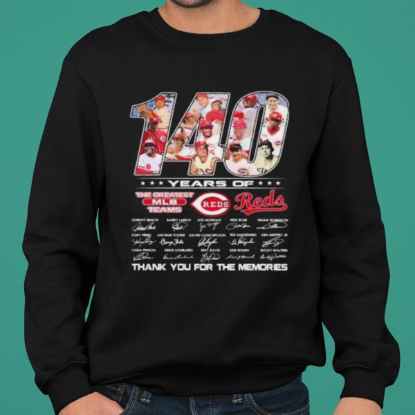 140 Years Of Cincinnati Reds Thank The You For Memories Signatures shirt 2