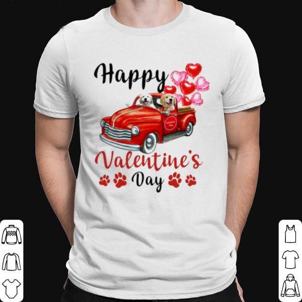 Golden Retriever Puppy Truck Drive Happy Valentine's 2021 shirt 1