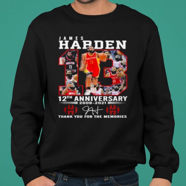 James Harden 12th Anniversary 2009 2021 Thank You For The Memories shirt 2
