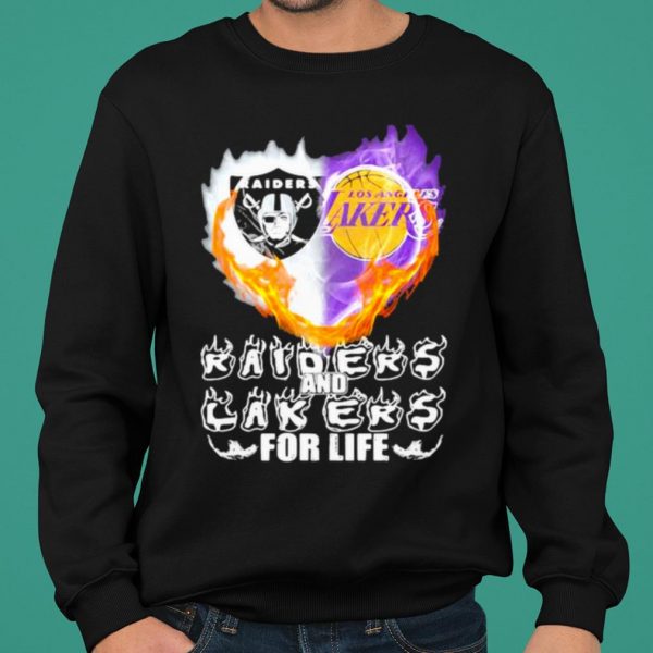 Raiders And Los Angeles Lakers For Life Logo Team Football In My Heart shirt 2