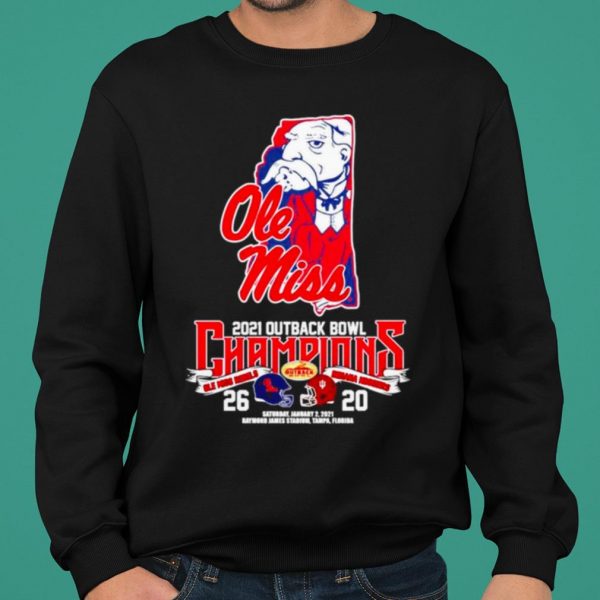 Old Miss 2021 Outback Bowl Champions Ole Miss Rebels 26 Indiana Hoosiers 20 shirt 2